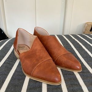 Brown leather loafers